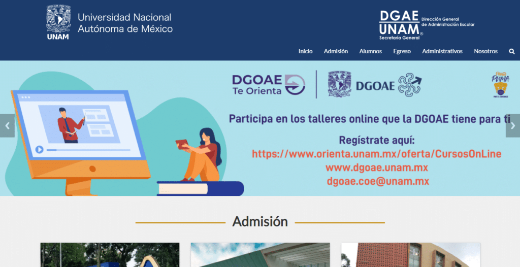 Página oficial de la UNAM
