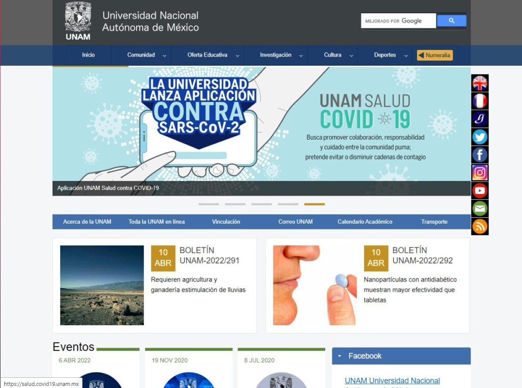 Sitio web UNAM