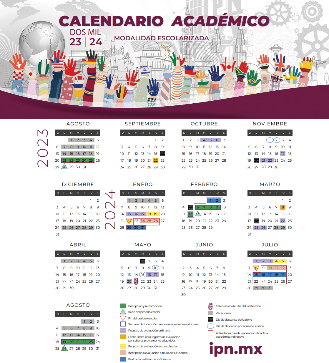 calendario IPN 2024 modalidad escolarizada